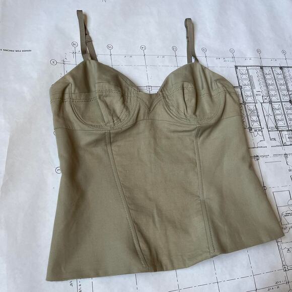 Vtg 00s khaki linen corset - Picture 6 of 6